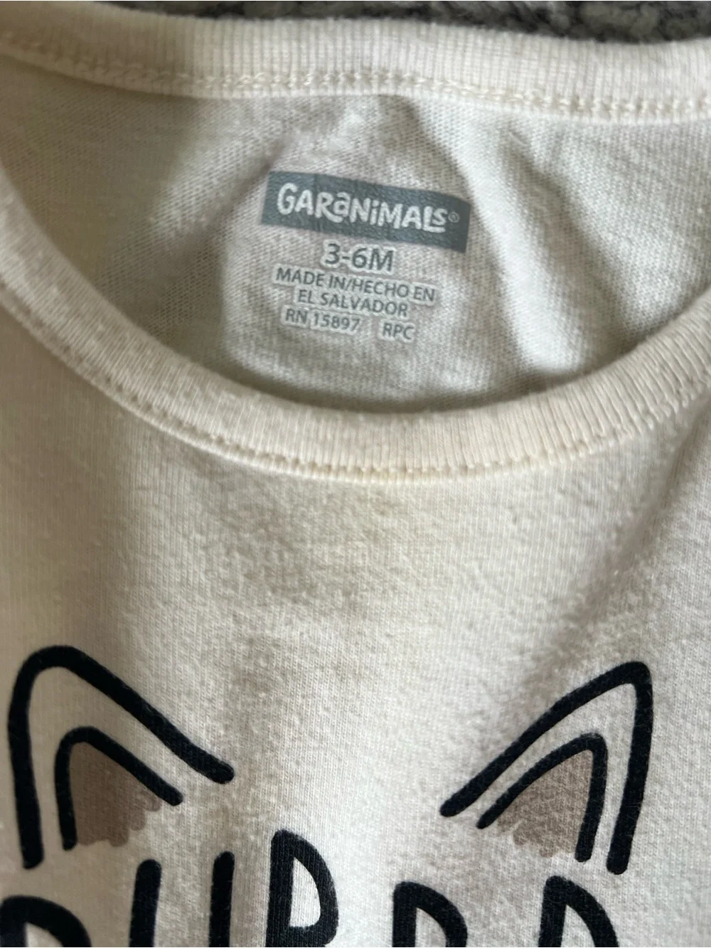 Garanimals Cream Baby Tee with 'PURRR FECT!' Cat Graphic (3-6m)